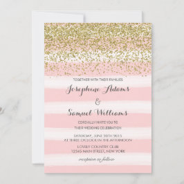 Bröllopsinbjudan Rosa och Guld Inbjudningar