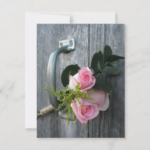 Bröllopsinbjudan Rosa ros & Barnwood Inbjudningar