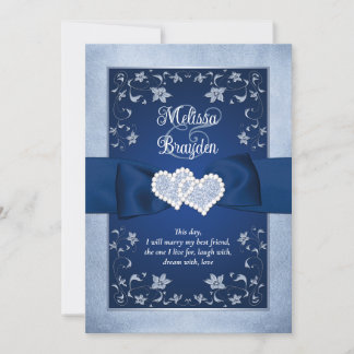 Bröllopsinbjudan | Royal Blue, Dusty Blue, Hjärter
