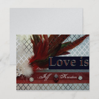 Bröllopsinbjudan Royal Red och Silver Inbjudningar