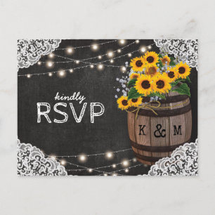 Bröllopsinbjudan RSVP för Rustic Sunflower Winery Inbjudan Vykort