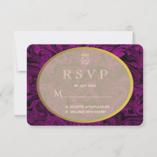 Bröllopsinbjudan RSVP Lyx Lila och Guld OSA Kort