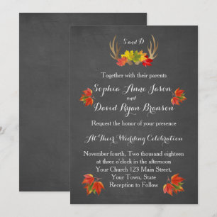 Bröllopsinbjudan Rustic Antlers Fall Boho Inbjudningar
