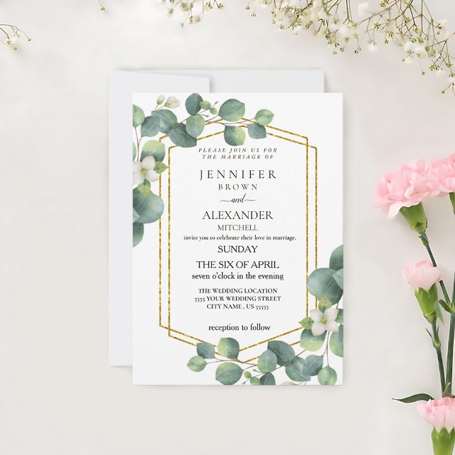 Bröllopsinbjudan Rustic foliage eucalyptus Inbjudningar (Affordable elegance: Rustic foliage wedding invites.)