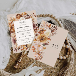 Bröllopsinbjudan Rustic Höst löv Bröllop Inbjudningar