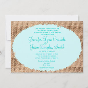 Bröllopsinbjudan Rustic Land Burlap Blue Inbjudningar