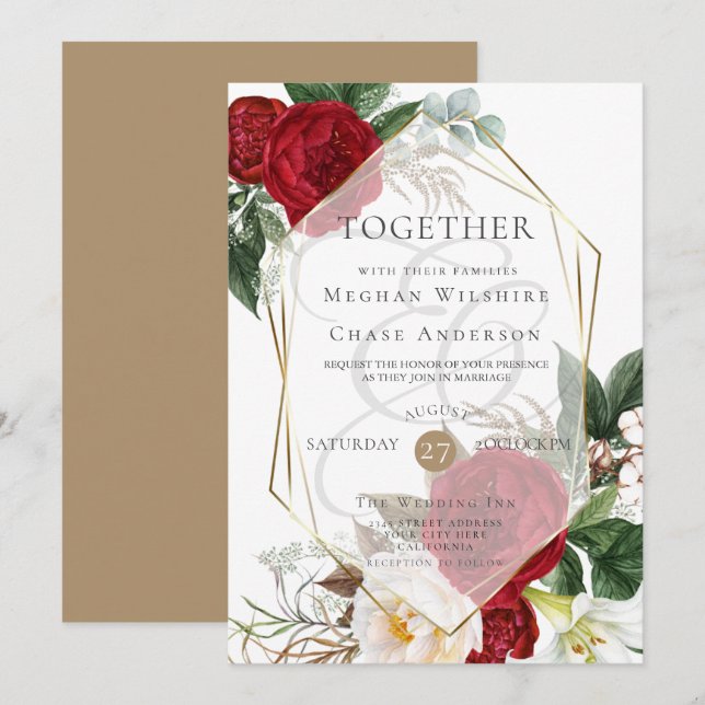 Bröllopsinbjudan | Scarlet och Elfenbenskustens Bl Inbjudningar (Fram/baksida)