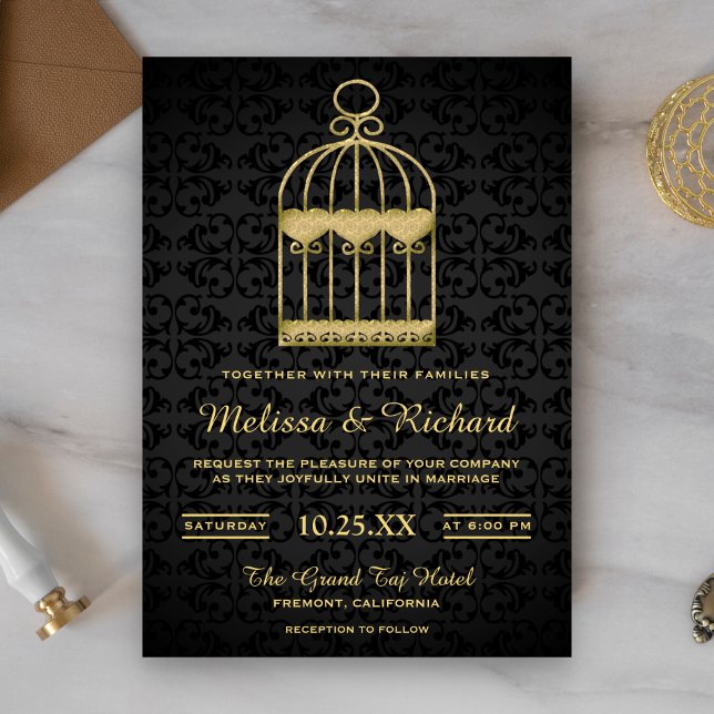 Bröllopsinbjudan shabby chic Guld Inbjudningar (Skapare uppladdad)