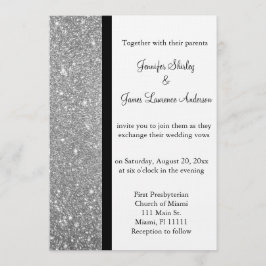 Bröllopsinbjudan silver Glitter Inbjudningar