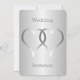 Bröllopsinbjudan Silver Hearts Inbjudningar