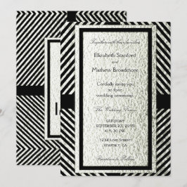 Bröllopsinbjudan silver och Black Modern Chevron Inbjudningar