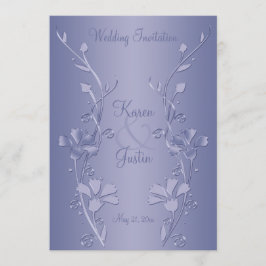 Bröllopsinbjudan Silver och Violet Blommigt Inbjudningar
