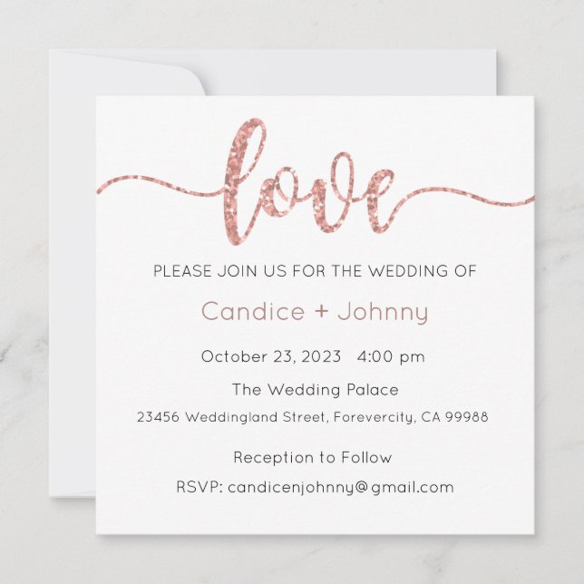 Bröllopsinbjudan, Stationär Bröllop, Kärlek Inbjudningar (Framsida)