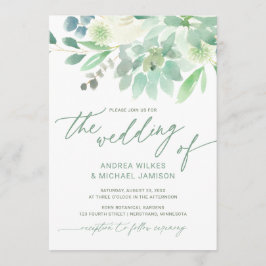 Bröllopsinbjudan Succulent Cactus Watercolor Grönt Inbjudningar