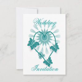 Bröllopsinbjudan tar upp hjärta och fjärilar inbjudningar