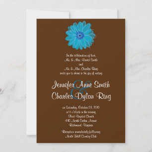 Bröllopsinbjudan Teal & Brown Gerber Daisy Inbjudningar