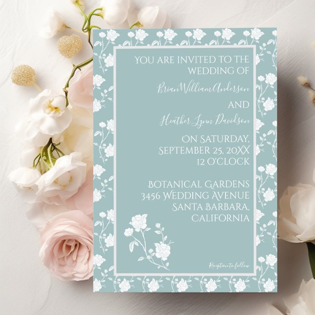 Bröllopsinbjudan Teal Ro Inbjudningar (Teal Rose Wedding Invitation)