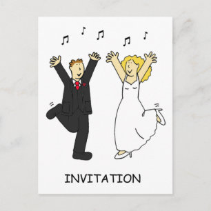 Bröllopsinbjudan - Tecknad Bride and Groom Inbjudan Vykort