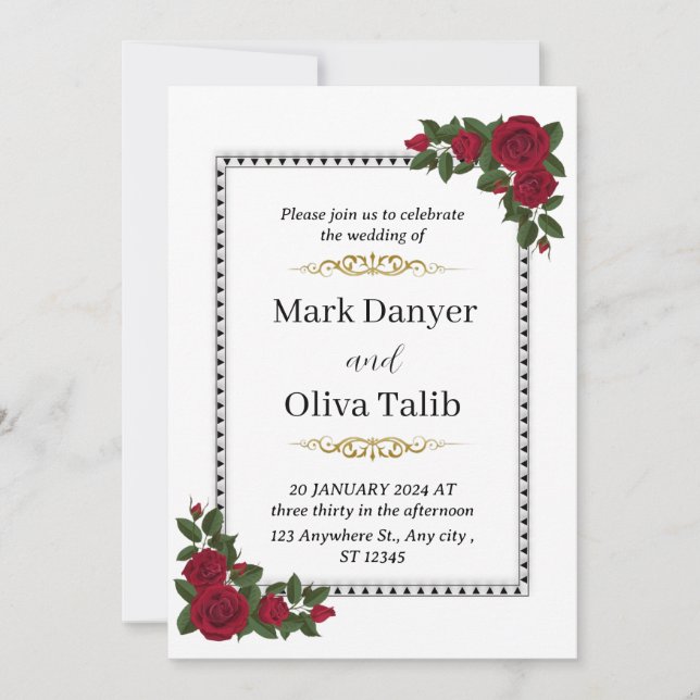 Bröllopsinbjudan | Tidsfri & Anpassade Inbjudningar (Framsida)