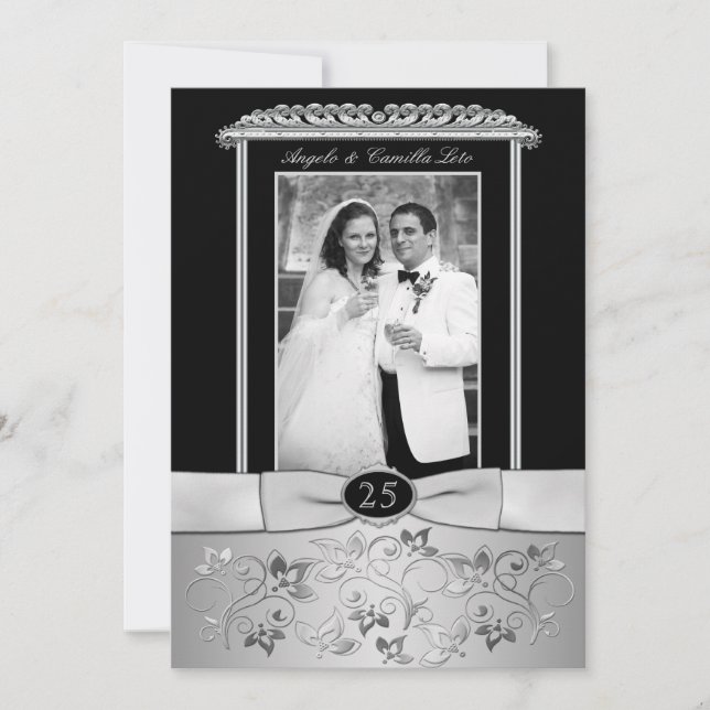 Bröllopsinbjudan till 25-årsjubileum med foto inbjudningar (Framsida)