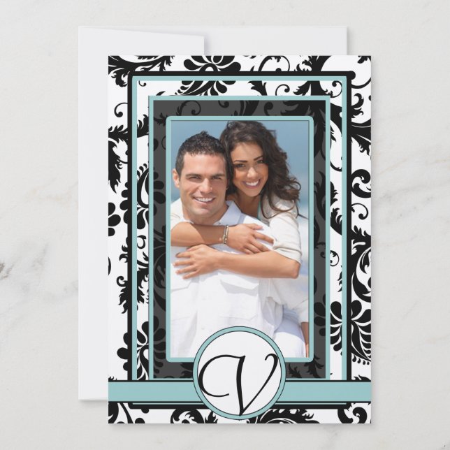 Bröllopsinbjudan till akvasslingan i Black Damask  Inbjudningar (Baksida)