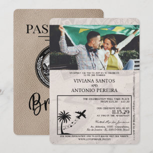 Bröllopsinbjudan till Beige Brasilien-pass Inbjudningar