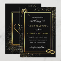 Bröllopsinbjudan till Black and Guld Ringar