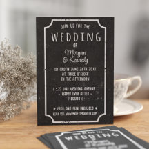 Bröllopsinbjudan till Black and White Chalkboard