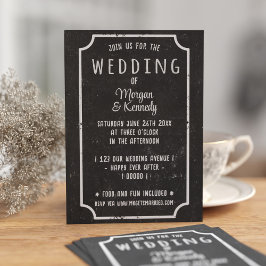 Bröllopsinbjudan till Black and White Chalkboard Inbjudningar