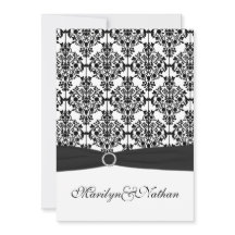 Bröllopsinbjudan till Black and White Damask II