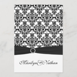 Bröllopsinbjudan till Black and White Damask II Inbjudningar