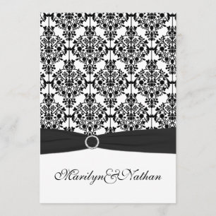 Bröllopsinbjudan till Black and White Damask II Inbjudningar
