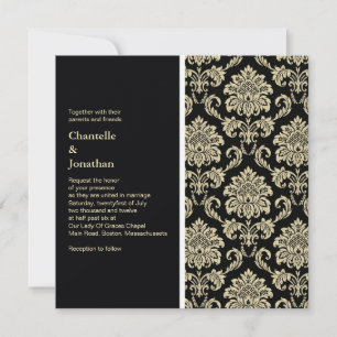 Bröllopsinbjudan till Black Damask Inbjudningar