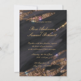 Bröllopsinbjudan till Black Glitter Inbjudningar