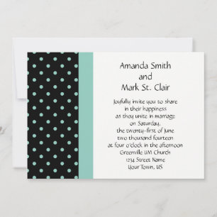 Bröllopsinbjudan till Black White Teal Polka dots Inbjudningar