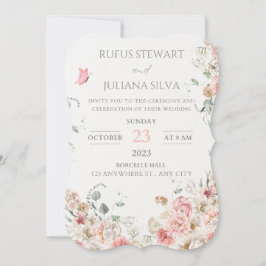 Bröllopsinbjudan till Blommigt av känslig Vintage