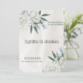 Bröllopsinbjudan till Blommigt i Beige Inbjudningar