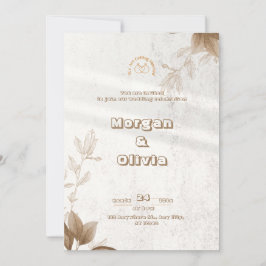 Bröllopsinbjudan till Blommigt med brun Elegant Inbjudningar