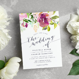 Bröllopsinbjudan till Blommigt med stor blomma i b Inbjudningar