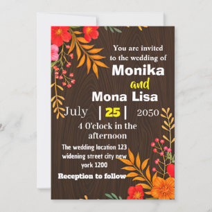 Bröllopsinbjudan till Blommigt med trä Inbjudningar