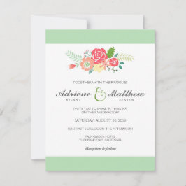 Bröllopsinbjudan till Blommigt & Rand / Mint Inbjudningar