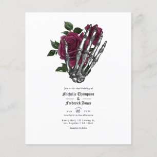 Bröllopsinbjudan till Blommigten i Burgundy Flygblad