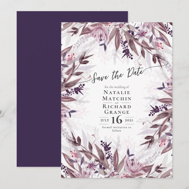 bröllopsinbjudan till blommigten i land, inbjudan (Fram/baksida)