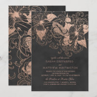 Bröllopsinbjudan till Blommigten Ro Gold Foil Koi
