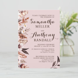 Bröllopsinbjudan till Boho Muted Watercolor Flower Inbjudningar