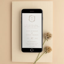 Bröllopsinbjudan till botaniskt Vapensköld Monogra