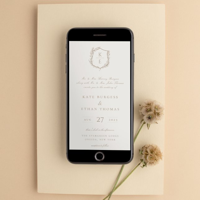 Bröllopsinbjudan till botaniskt Vapensköld Monogra Inbjudningar (Skapare uppladdad)