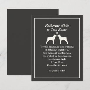 Bröllopsinbjudan till Boxer Hund Silhouettes Inbjudningar