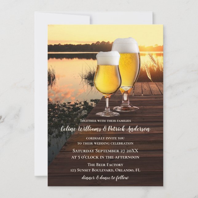 Bröllopsinbjudan till Brewery Beer Sunset Wedding Inbjudningar (Framsida)