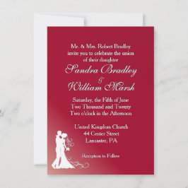 Bröllopsinbjudan till Bride och Groom Burgundy Inbjudningar